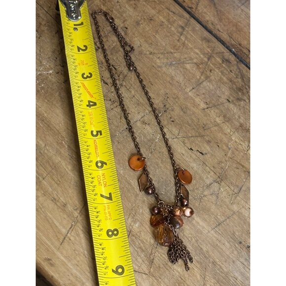 Vintage-Inspired Bronze Tone Necklace With Beads & Charms 18" Chain With Lobster - Picture 3 of 7